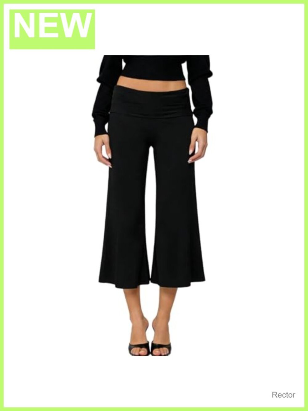 Flowy Capri Yoga Pants Women Fold Over Low Rise Wide Leg Gaucho